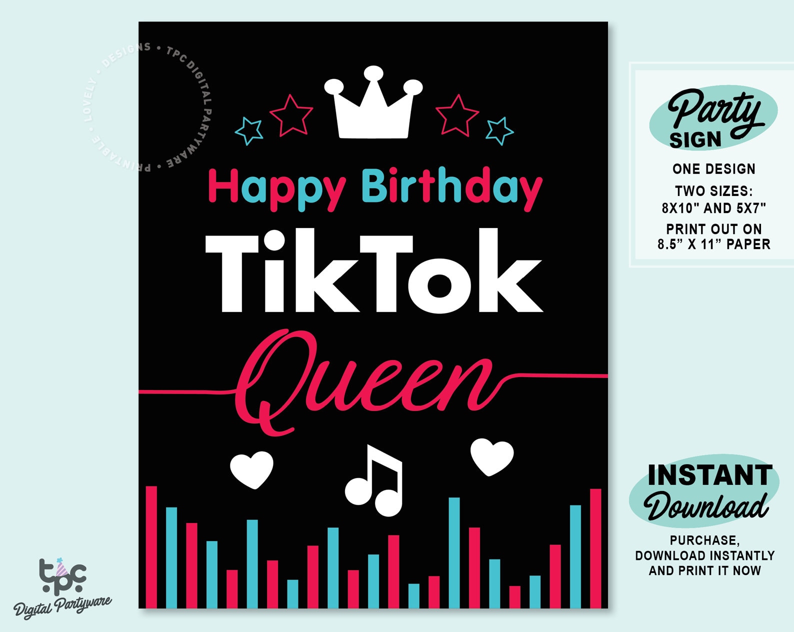 tiktok-queen-sign-printable-tiktok-birthday-party-sign-tik-etsy-france