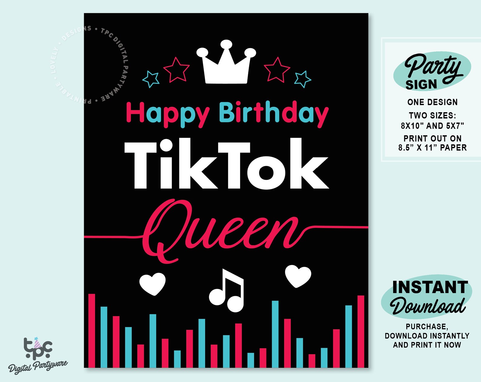TikTok Queen Sign Printable TikTok Birthday Party Sign Tik Etsy France TikTok Queen Sign Printable TikTok Birthday Party Sign Tik Etsy France