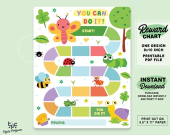 Bugs Belohnungstabelle | Druckbare niedliche Frühling Kinder Behavior Tracker | Stickerbogen | Kleinkind Haushalt | Einfache Routine Aufkleber Diagramm | Lustige Insekten