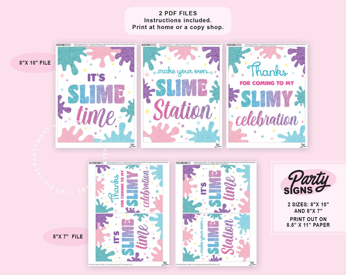 Slime Party Signs Printable Slime Station Sign Slime - Etsy