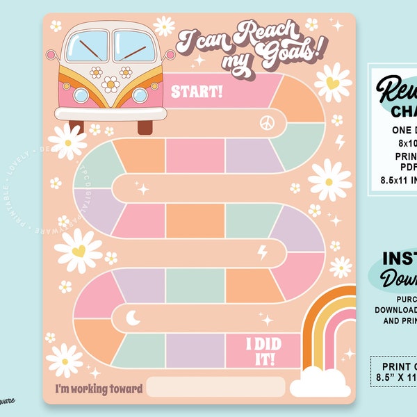 Groovy Goal Chart | Printable Daisy Reward System | Learning Responsibility Tracker | Work Ethic Template | Setting Goals | Rainbown Chart