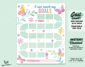 Goal Chart | Printable Butterfly Reward System | Learning Responsibility Tracker | Work Ethic Template | Setting Goals | Watercolor Flowers