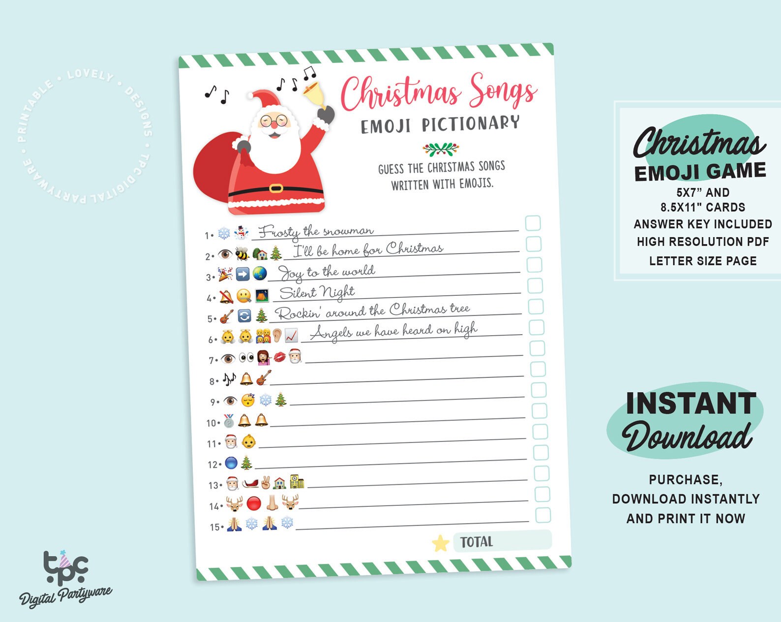 Christmas Songs Emoji Pictionary Printable Christmas Games Etsy