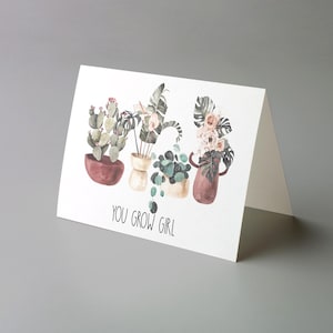 Tarjeta de chica de cultivo / Tarjeta de cumpleaños / Tarjeta de autocuidado / Tarjeta de planta / Tarjeta