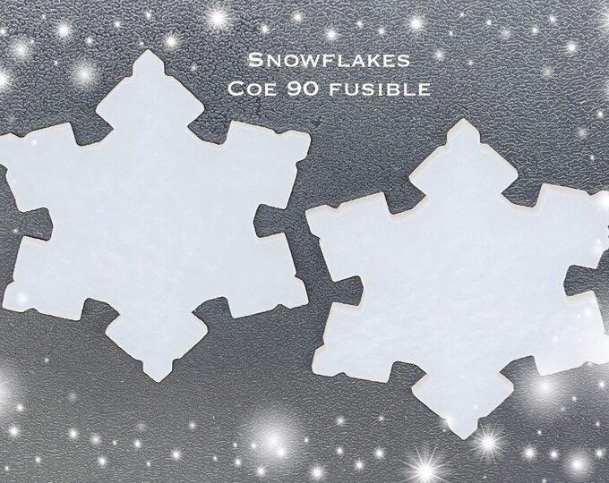 Precut Fusible Glass Snowflakes Coe 90 Large 2piece Waterjet Etsy