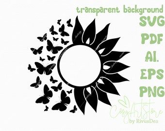 Download Half sunflower svg | Etsy