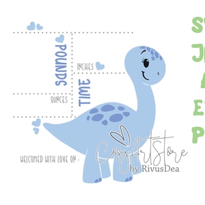 Birth Stats SVG. Baby boy announcement template svg.  Dinosaur new naby birth announcement svg. Baby stats SVG. Baby Keepsake. Digital print