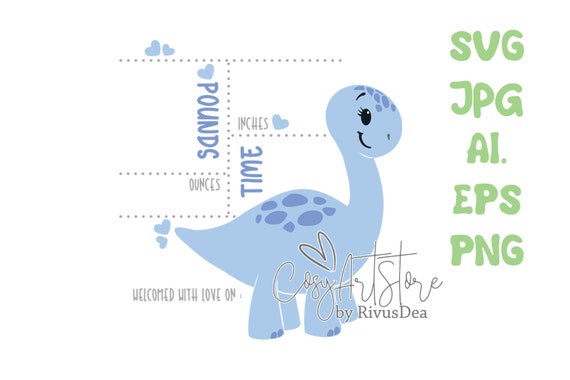 Birth Stats SVG. Baby Boy Announcement Template Svg. Dinosaur - Etsy