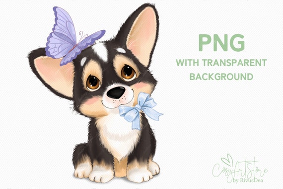 Corgi Dog PNG Clipart. Corgi Puppy With Butterfly Bow - Etsy Corgi Dog PNG Clipart. Corgi Puppy With Butterfly Bow - Etsy