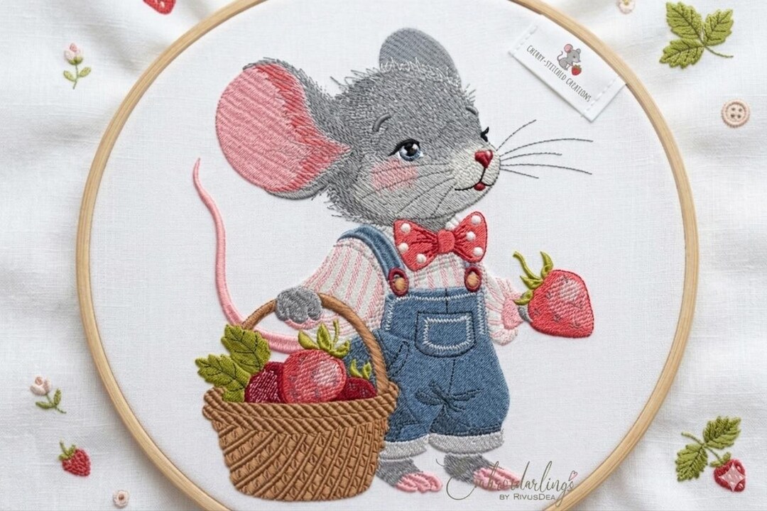 Cute Mouse Embroidery Designss File, 8 Sizes. Vintage Style Easter ...
