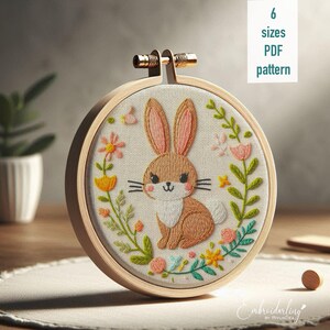 Cute Easter Bunny Hand Embroidery Pattern, Deer With Floral Wreath ...
