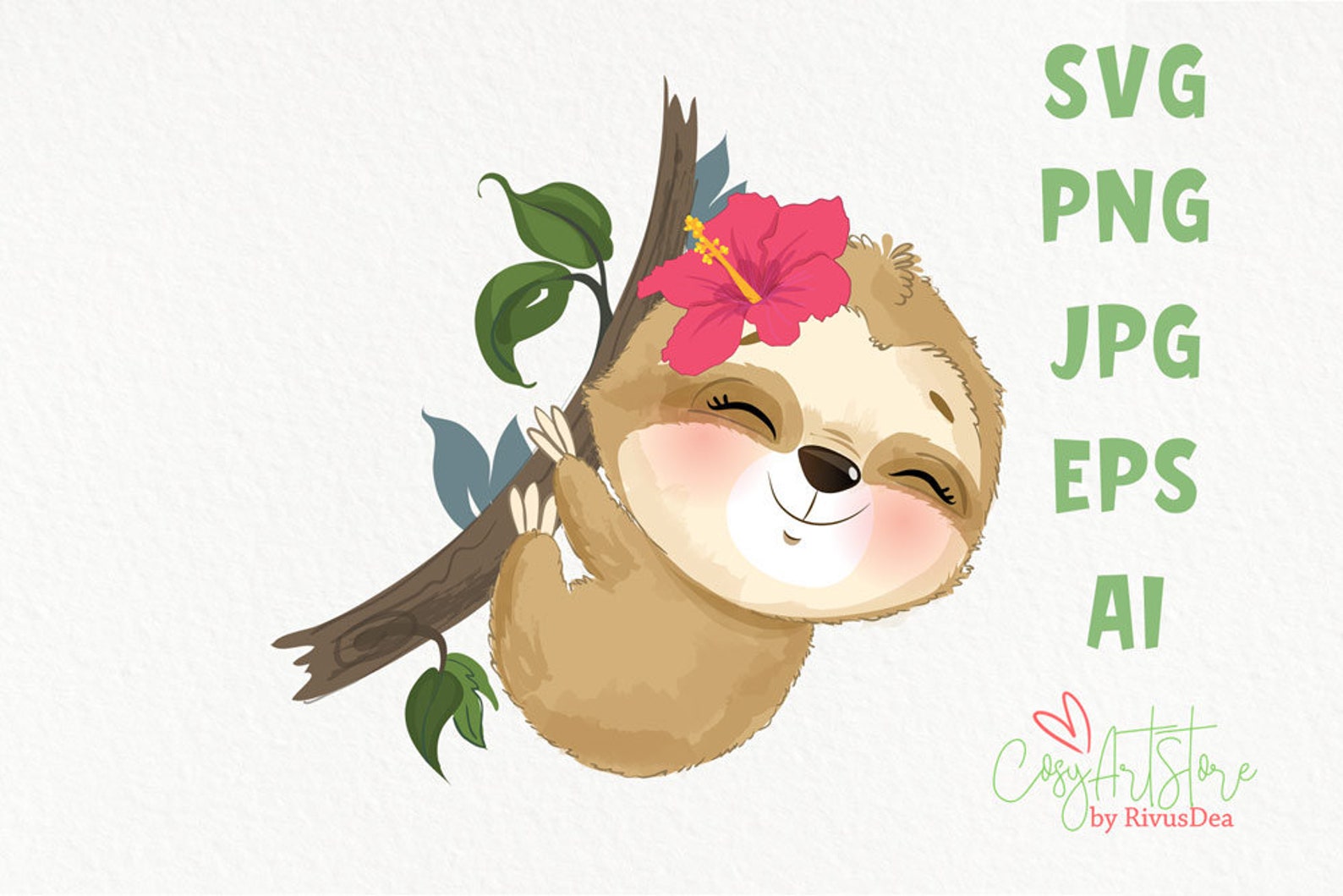 Cute Sloth SVG file Commercial free use. Tropical baby animals | Etsy