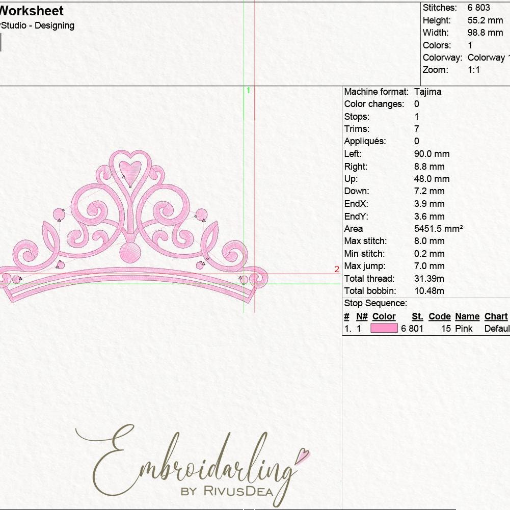 Tiara Pattern Design Princess Tiara Embroidery Design: Crown Pattern (digital Download) - Etsy