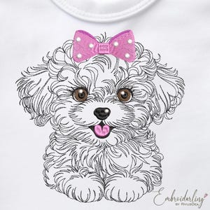 Cute Puddle Girl Embroidery Design File, 6 sizes. Vintage Dog Lover Gift Machine Embroidery Pattern. Dst, Jef, Pes, Hus, Vp3, Xxx, Exp, PDF
