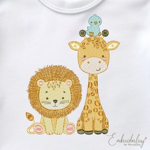 Cute Safari Embroidery Design, Wild Lion Elephant Giraffe embroidery pattern, Baby animals, Baby Shower Party Ricamo Macchina Broderie