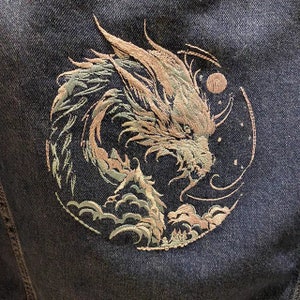 Green Dragon Machine Embroidery Design, Asian, Chinese New Year symbol, line art, china embroidery download, New Year embroidery pattern