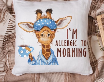 Funny Giraffe with Coffee Machine Embroidery Design (PDF)
