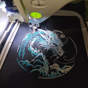 Green Dragon Machine Embroidery Design, Asian, Chinese New Year symbol, line art, china embroidery download, New Year embroidery pattern