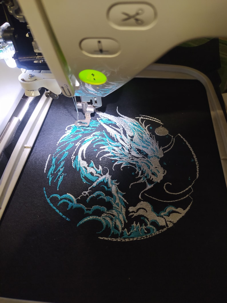Green Dragon Machine Embroidery Design, Asian, Chinese New Year symbol, line art, china embroidery download, New Year embroidery pattern