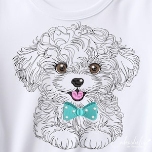 Cute Puddle Boy Embroidery Design File, 6 sizes. Vintage Dog Lover Gift Machine Embroidery Pattern. Dst, Jef, Pes, Hus, Vp3, Xxx, Exp, PDF