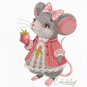 Süßer Maus Anhänger Stickdatei, 7 verschiedene Größen. Vintage Style Ostern Maschinenstickmuster. Dst, Jef, Pes, Hus, Vp3, Xxx, Exp, PDF