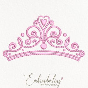 Princess Tiara Embroidery Design, Crown Embroidery Design, Princess Pattern, Princess Tiara, Queen, Baby Girl Birthday Embroidery. Download