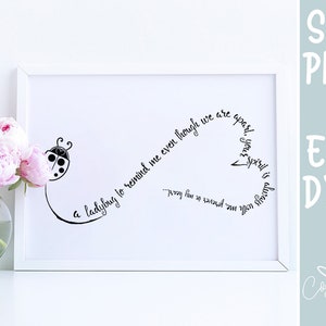 Ladybug To Remind Me Even Though Memorial Quote SVG mandala  printable clipart. Eps Pdf Png. Memorial gift. Printable memorial quote.