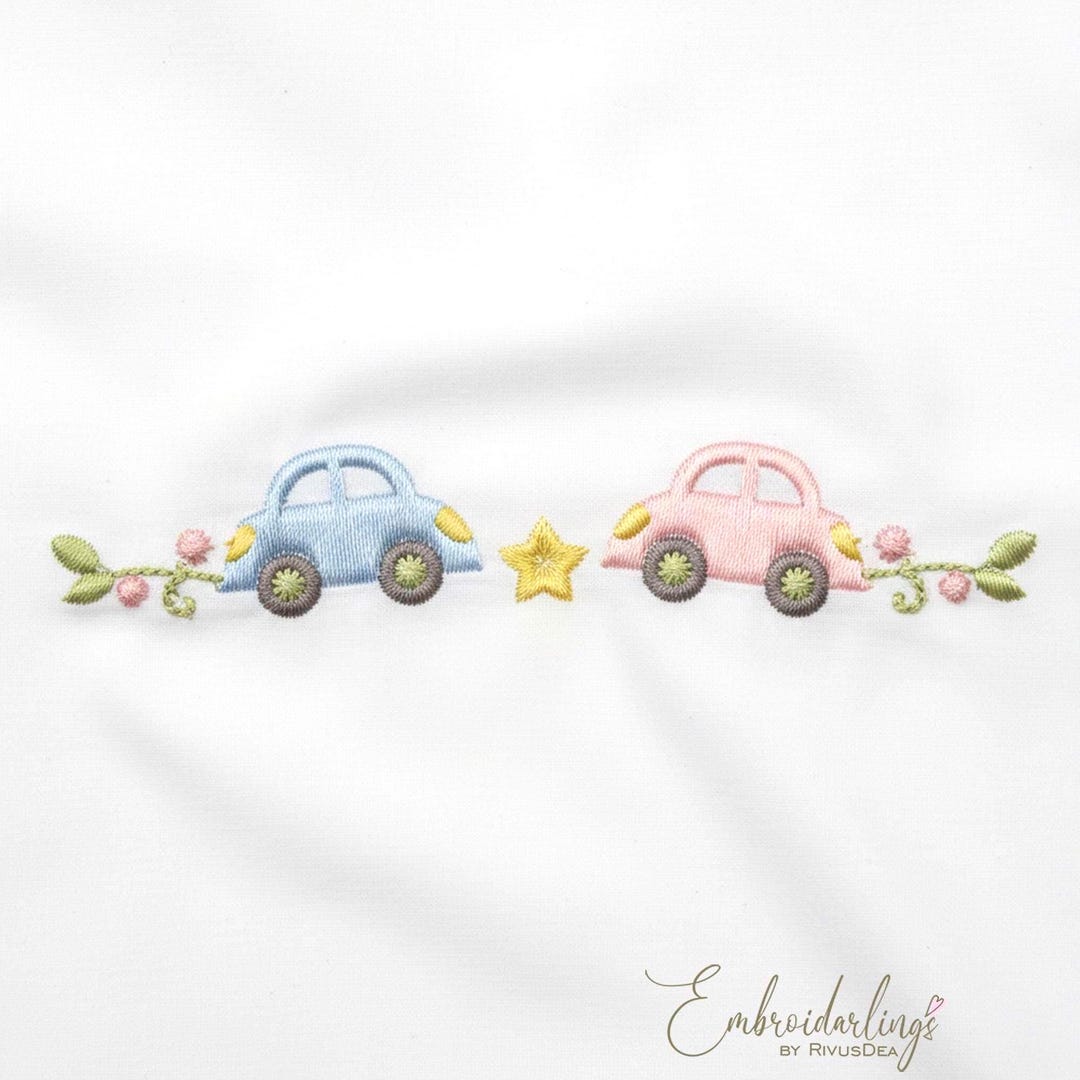 Floral Cars Border Embroidery Designs File 6 Sizes | Baby Boy Border ...