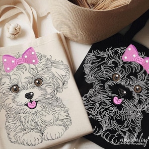 Cute Puddle Girl Embroidery Design File, 6 sizes. Vintage Dog Lover Gift Machine Embroidery Pattern. Dst, Jef, Pes, Hus, Vp3, Xxx, Exp, PDF