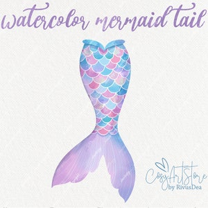 Mermaid Tail watercolor clipart PNG. Commercial use. Mermaid graphics sublimation digital download.
