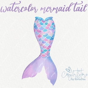 Mermaid Tail watercolor clipart PNG. Commercial use. Mermaid graphics sublimation digital download.