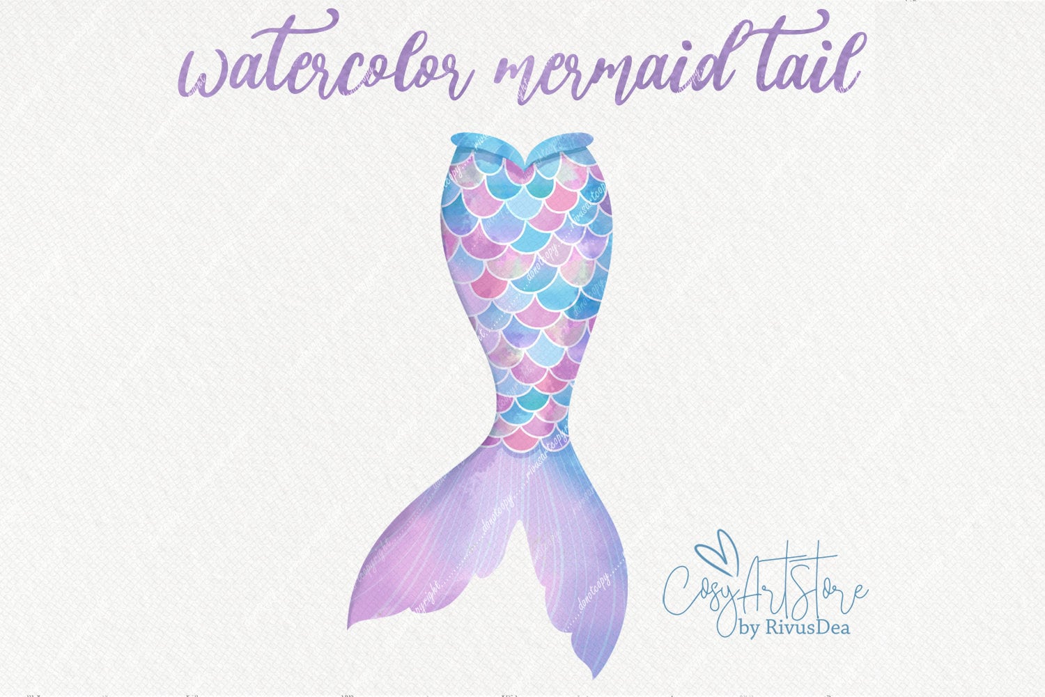 Download Mermaid Tail Watercolor Clipart Png Commercial Use Mermaid Etsy