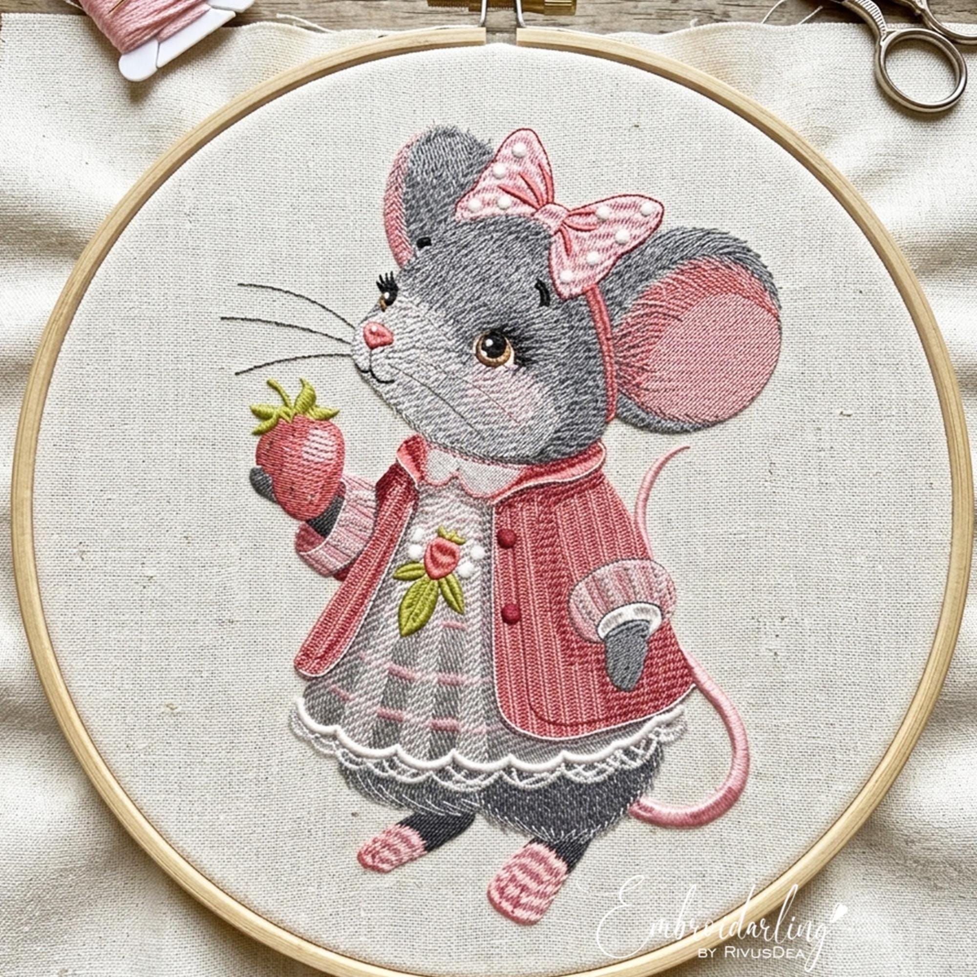 Cute Mouse Embroidery Designs File, 7 Sizes. Vintage Style Easter ...