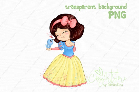 Princess Clip Art Cute Girl Png Download Snow White Cartoon Etsy Ireland