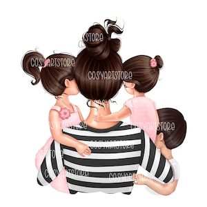 3 人の子供を持つお母さん - 男の子と女の子の昇華デザインをダウンロード。息子と娘の PNG 印刷可能。家族、ママ、ママ。3 人の母親へのギフト。