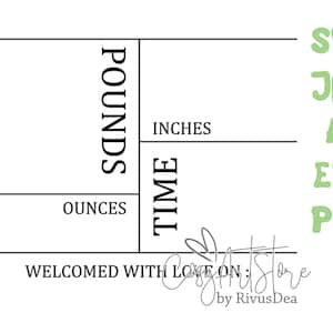 Birth Stats SVG. Baby announcement template svg.  New naby birth announcement svg. Baby stats SVG. Baby Keepsake. Digital print