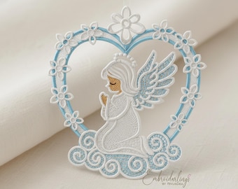 FSL Angel Ornament Embroidery Lace Machine Embroidery Designs File 6 size | 4x4 Dst, Pes, Jef, Exp