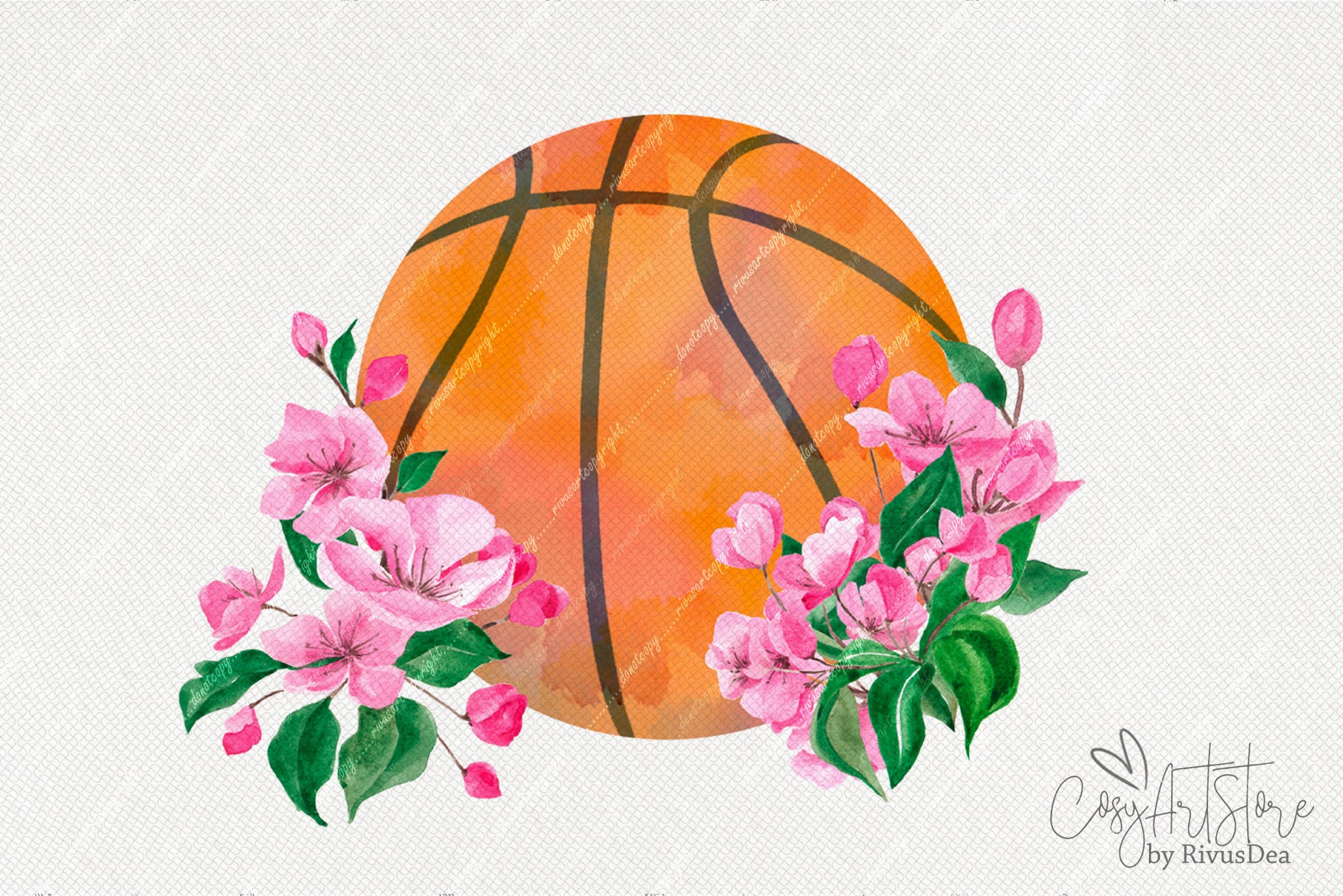 Basketball floral sublimation design download. Watercolor Etsy