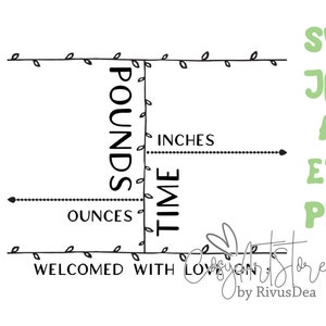 Birth Stats SVG. Baby announcement template svg.  New naby birth announcement svg. Baby stats SVG. Baby Keepsake. Digital print