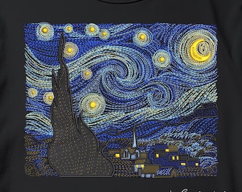 Van Gogh Starry Night Embroidery Design - Machine Embroidery Art