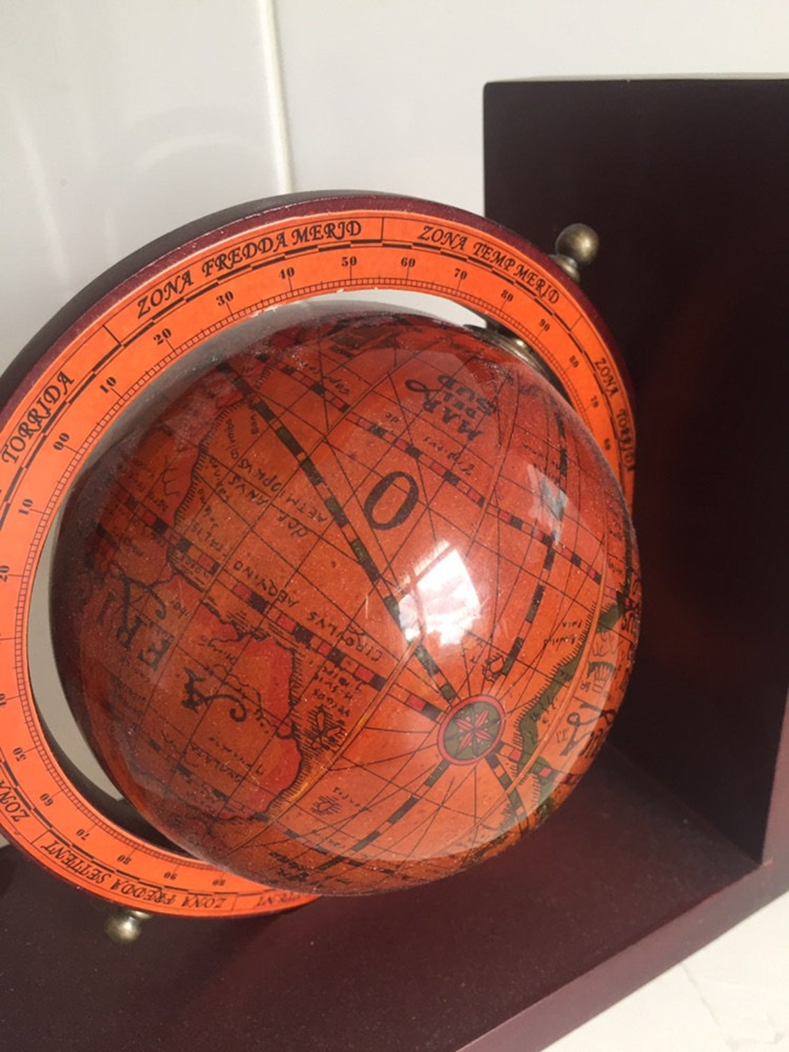 Two vintage wooden globes Etsy