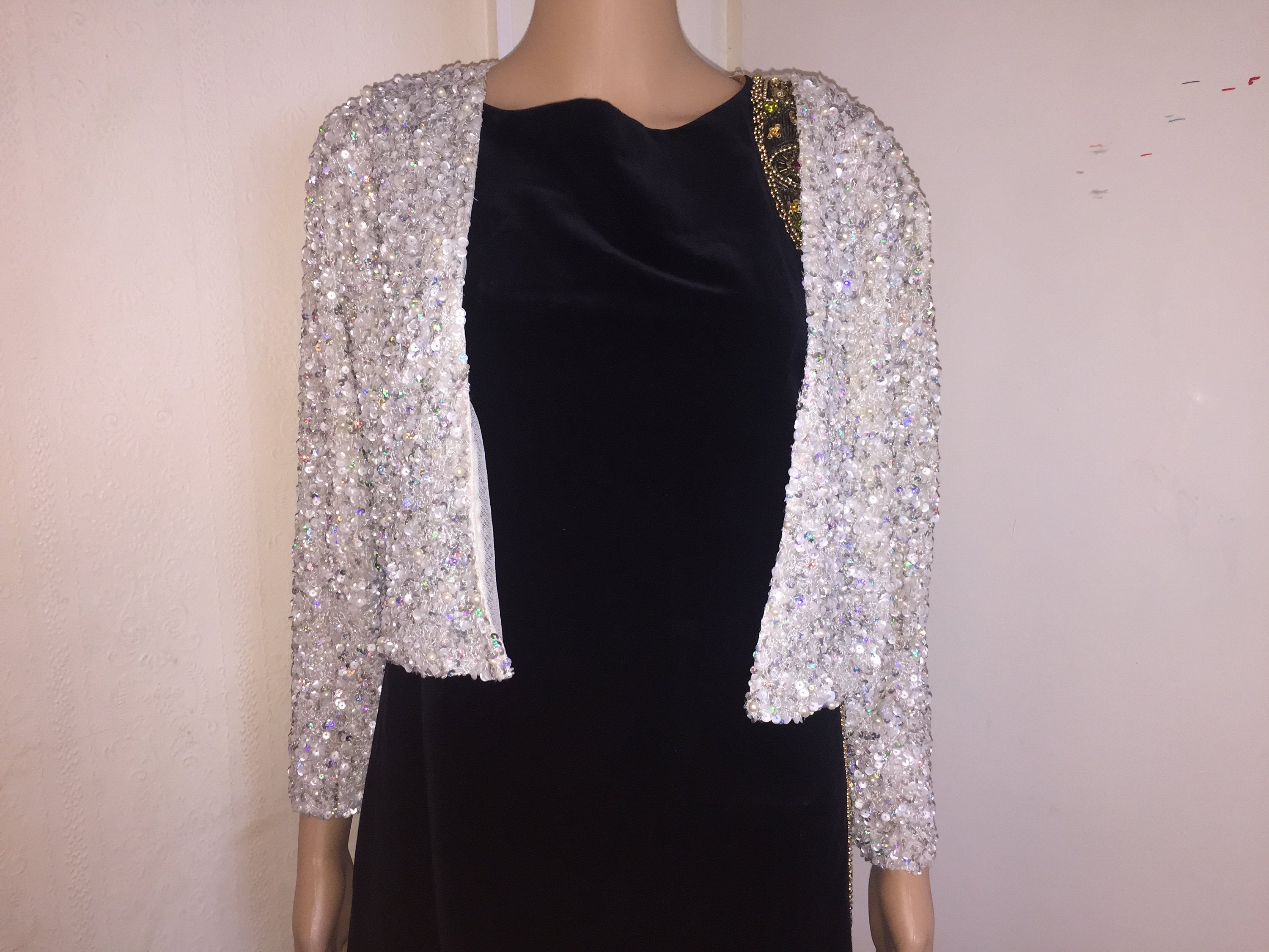 Image of Aftershock Handmade Sequined Embroidered Cardigan-Very Sparkly