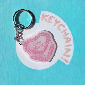 Pedro Pascal Heart Cake Keychain