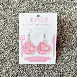 Pedro Pascal Heart Cake Earrings