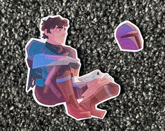 Mandalorian Din and Grogu Waterproof Vinyl Stickers