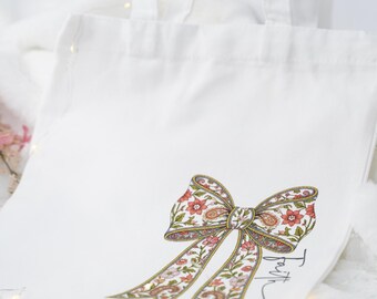Faith Bow Canvas Tote Bag Ready to Use