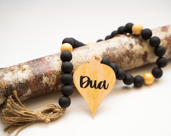 Eid-ul-Adha Wood Bead Garland, Dua Tag, Muslim Decor