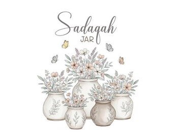 UV DTF Decal – Sadaqah Jar Sticker | Jar Decal | Permanent Sticker for Glass & Ceramic