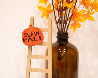 Miniature Wood Ladder, Fall Tiered Tray Decor (8"H)