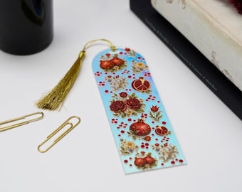 Pomegranate Bookmark, Holographic Acrylic Bookmark, Mughal Inspired Gift